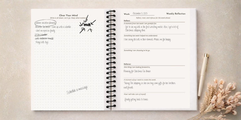 Reflection pages from the Year of Intention Journal